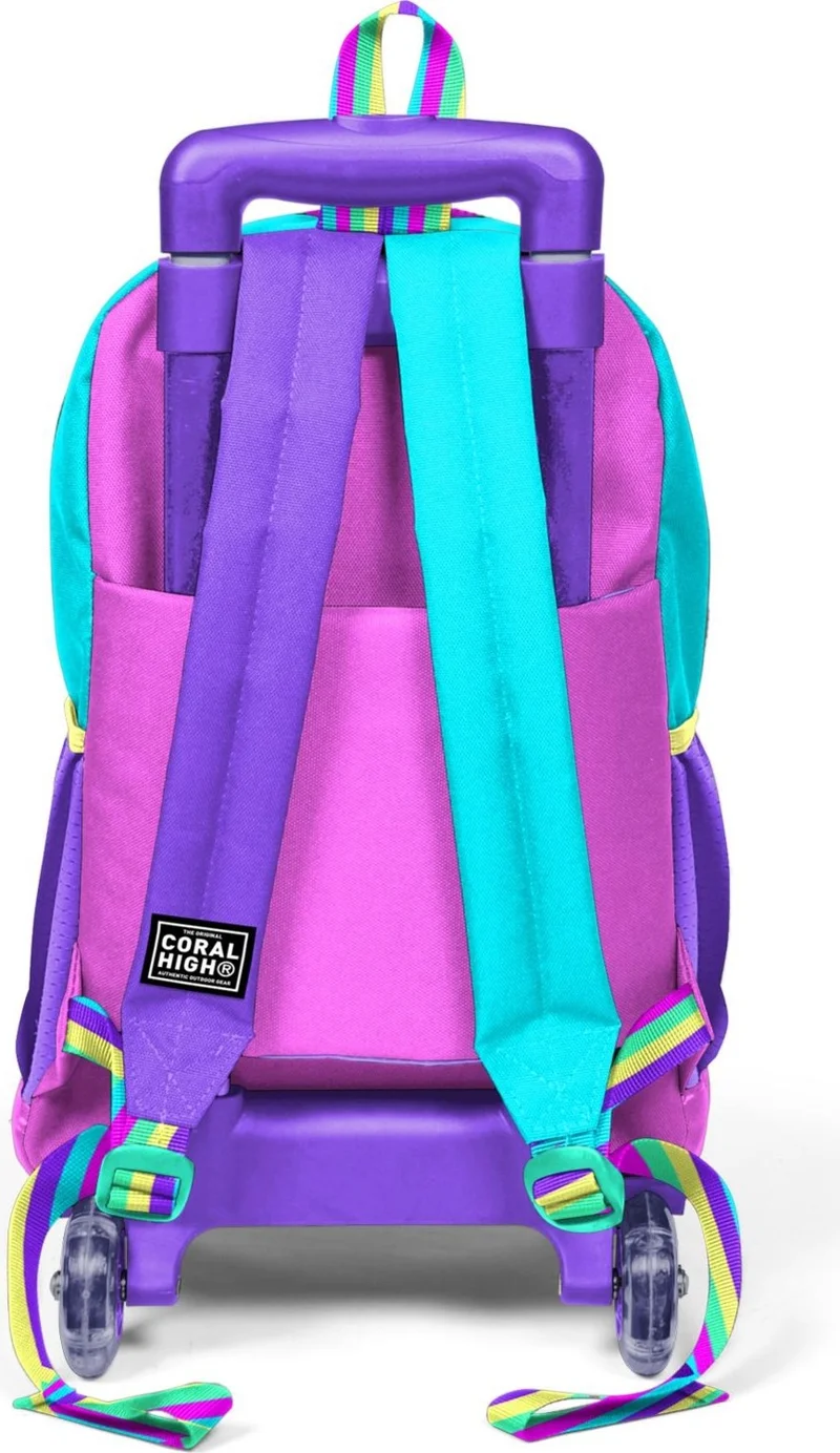 CORAL HIGH Kids Pink Pastel Colored Three-Compartment Squeegee School Backpack