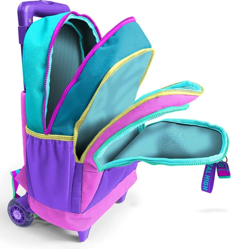CORAL HIGH Kids Pink Pastel Colored Three-Compartment Squeegee School Backpack