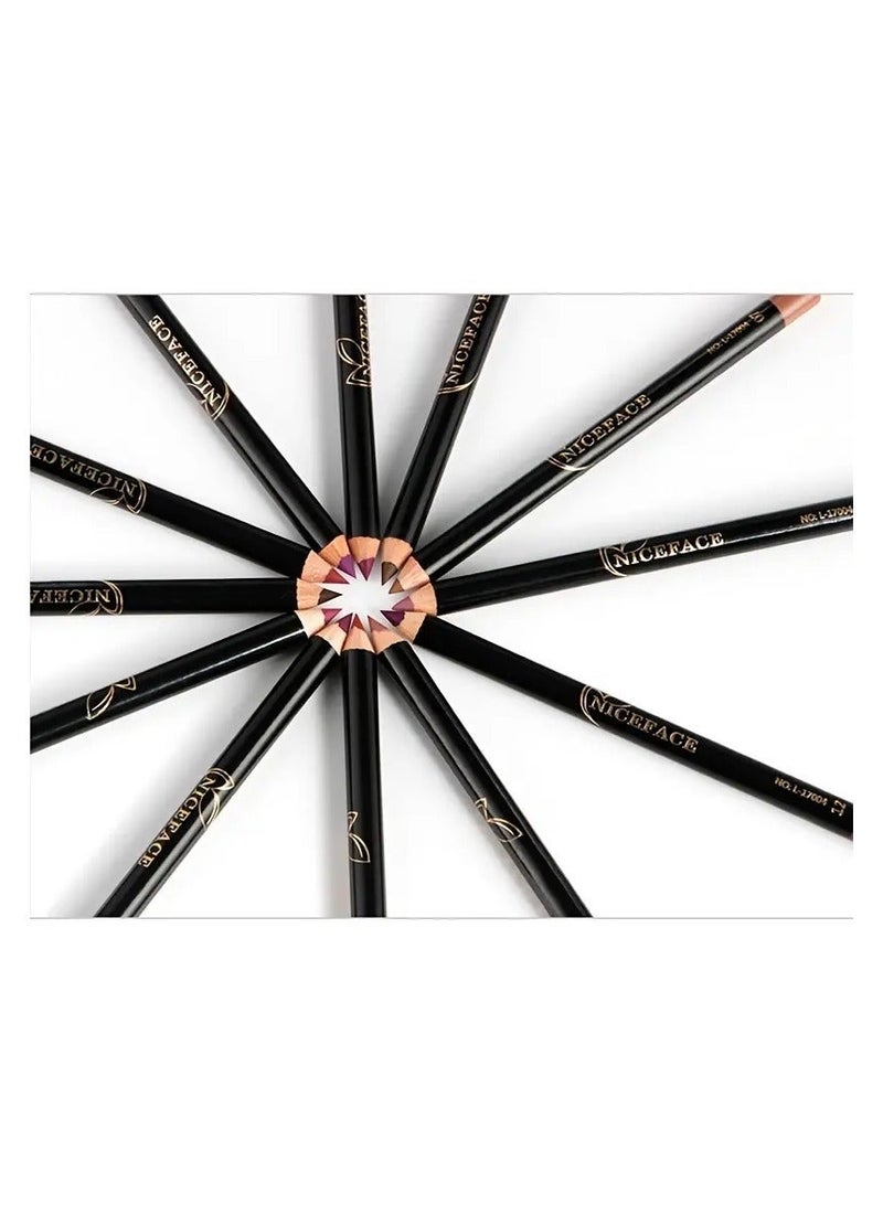 NICEFACE 12- Piece Waterproof Lipliner Pencil Set Multicolour - Image 5