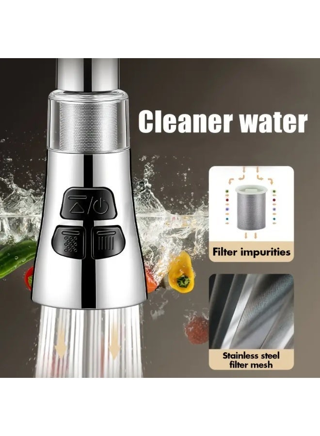 Kitchen Tap Spray Head with Filter, 360° Swivel Spout Faucet Extender 3 Modes, High Pressure Water Faucet Sprayer Aerator Attachment, FM22 FM24 G1/2 Kitchen Sink Tap Nozzle Replacement Head with Adapters - Image 2