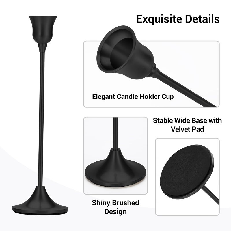 Tifanso Black Candle Stick Holder - 3PCS Taper Pillar Tall Candlestick Holders, Metal Vintage Decor, Dinner Table Dining Room Centerpieces Decorations for Wedding Fireplace Mantel Housewarming Gift - Image 4