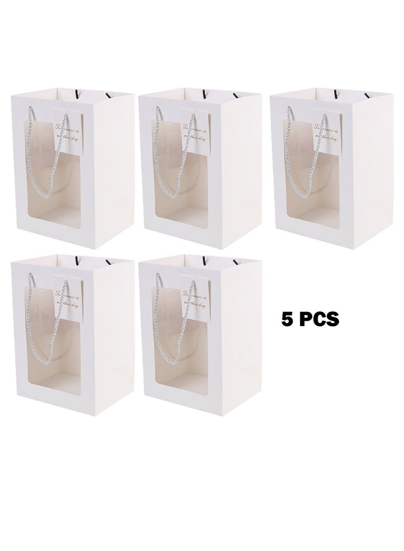 مجموعة حقائب الهدايا المتوسطة - حزمة من 5 حقائب هدايا، للتسوق، الحفلات، الزفاف، استحمام الطفل، الحرف اليدوية 30 × 20 × 16 سم (أبيض/واضح) - Image 5