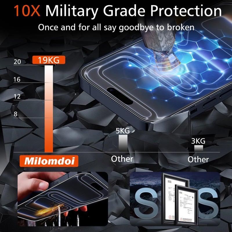 Milomdoi 3 Pack Matte Screen Protector for iPhone 17 Pro Max [Phone Case Friendly] Tempered Glass Accessories Film, Shatterproof No Bubble, Easy Installation with Mounting Frame for Apple - Image 2