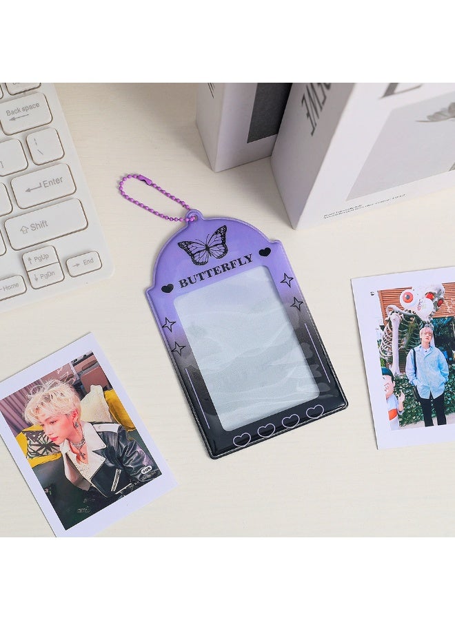 NIBEMINENT 1 - Piece Girl's Cow Kpop Photo Card Holder Pendant Key Chain ID Badge Holder ID Card Holder Photo Card Protector for School ID Office ID Access Card for Women Girls - Image 1