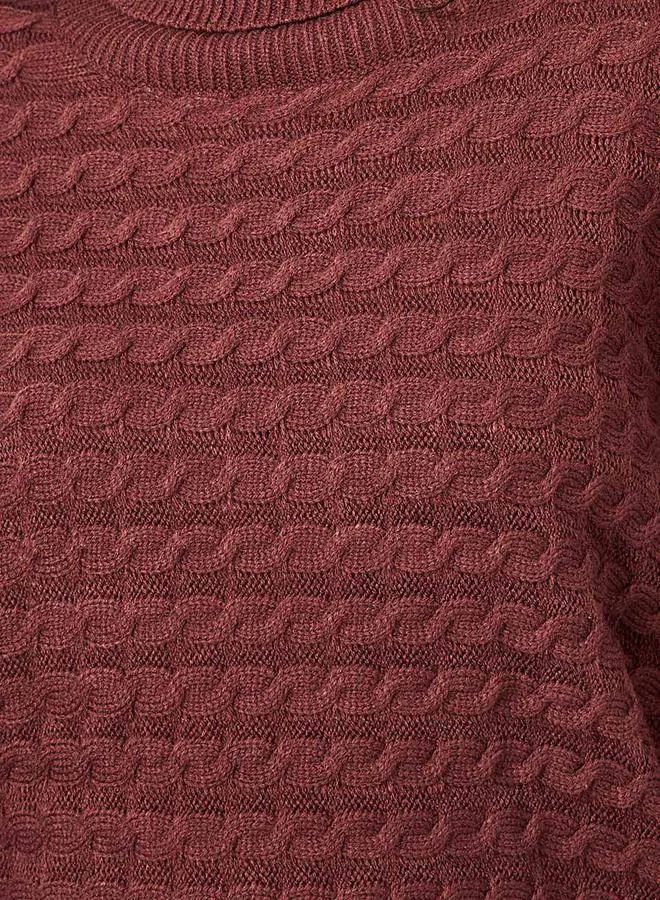 Styli Oversized Textured High Neck Batwing Sleeve Sweater