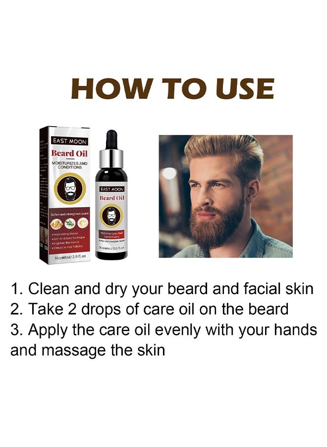 إيست مون 60 مل زيت لحية - بلسم ومنعم طبيعي 100٪ للرجال يرطب ويرطب لنمو اللحية يعالج اللحى الجافة والحكة - Image 5