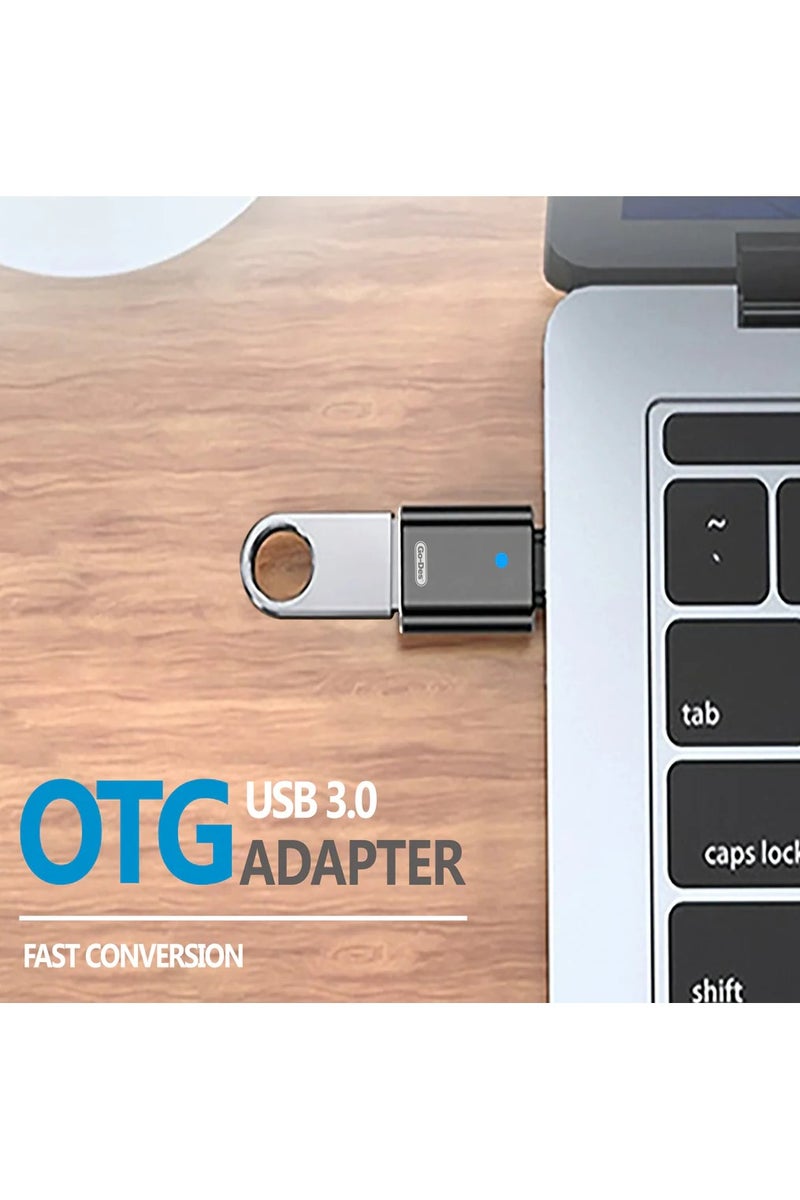 GO-DES USB-C to USB 3.0 OTG Male to Female Adapter with Warning Light Design Zinc Alloy Plug and Play for U Disk Mouse Keyboard Phone - Image 3
