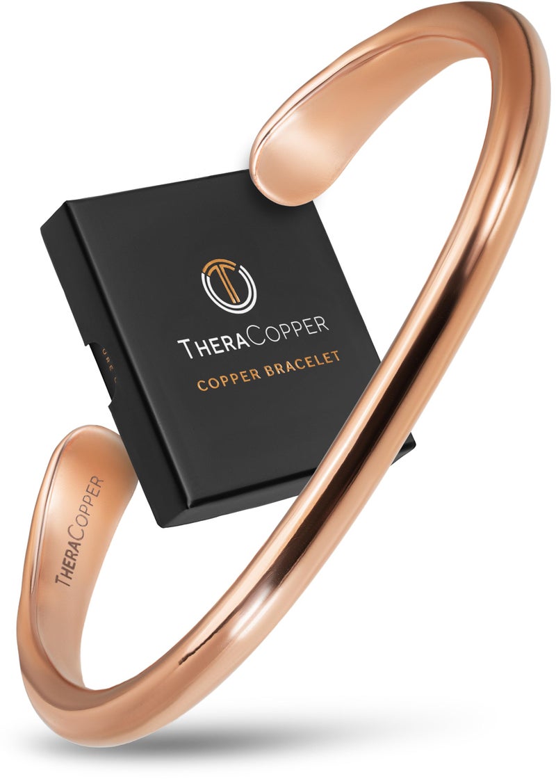 TheraCopper Copper Bracelet for Men & Women â€” 100% Pure Copper Bracelets â€” Raw, Solid & Uncoated Authentic Handmade Tibetan Bracelet Cuff Bangles (Barrel) - Image 1