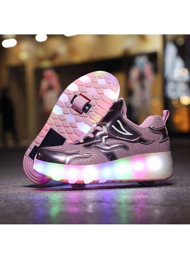 حذاء تزلج سنيكر لامع وعصري بإضاءة LED وامضة مع عجلات ونعل لايتننج - Image 4