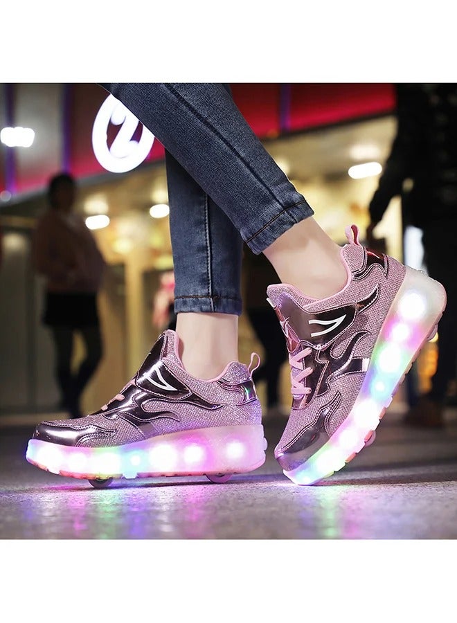 حذاء تزلج سنيكر لامع وعصري بإضاءة LED وامضة مع عجلات ونعل لايتننج - Image 3