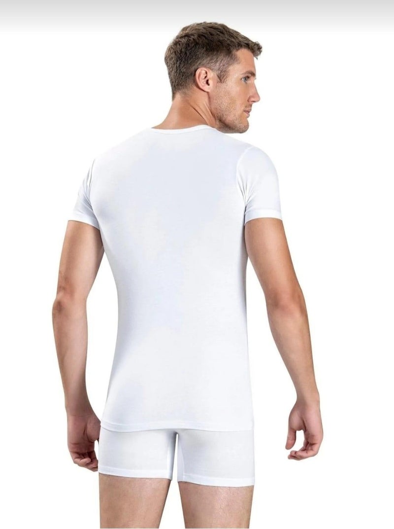 Jiber 213 Men's V Neck Half Sleeve Lycra Undershirt 12 Pieces  - Image 2