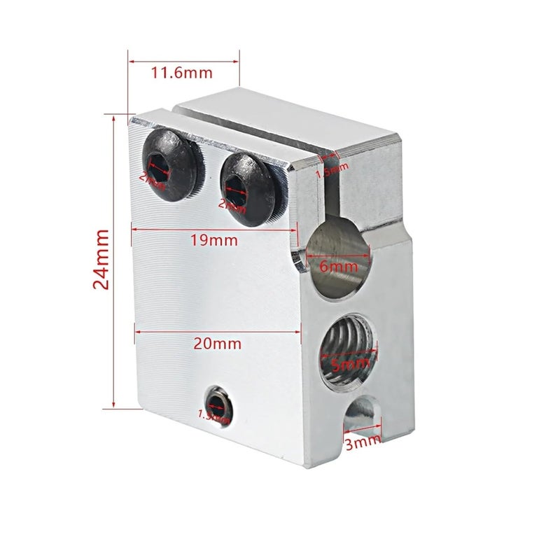 PT100 2 0 كتلة حرارة نحاسية لـ MK2 MK7 MK8 MK10 CR10 فولكانو طابعة ثلاثية الأبعاد هوت إند - Image 4