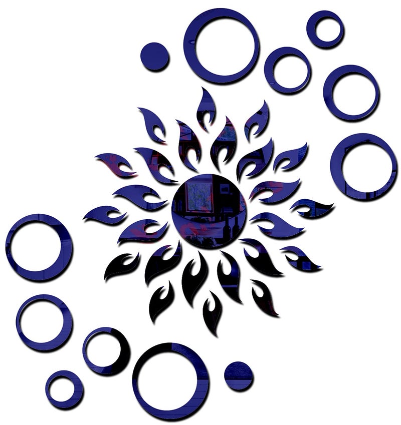 Wall1ders Wall1ders Sun with Ring Blue 2 Set Sun Size 45 cm x 45 cm Mirror Stickers for Wall Acrylic Mirror Wall Decor Sticker Wall Mirror Stickers