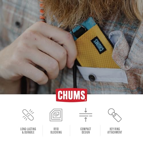 Chums Surfshorts Wallet - Lightweight Slim Wallet with RFID Blocking Card & Clear ID Window - Zippered, Water Resistant w/Key Ring (Black/Gray) - Image 5