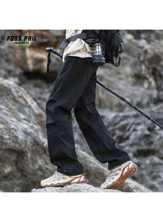 Foss Phil Men's American Workwear Pants Spring Summer Loose Straight Outdoor Assault Umbrella Paratrooper Sports Casual Pants 8398 Black S - Image 5