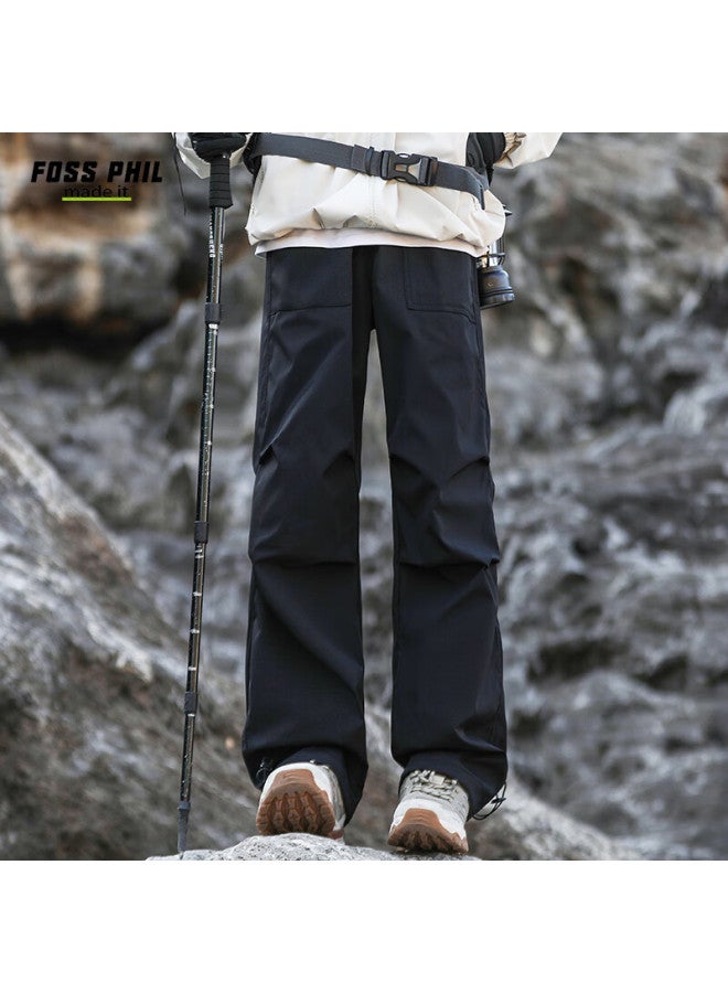 Foss Phil Men's American Workwear Pants Spring Summer Loose Straight Outdoor Assault Umbrella Paratrooper Sports Casual Pants 8398 Black S - Image 4