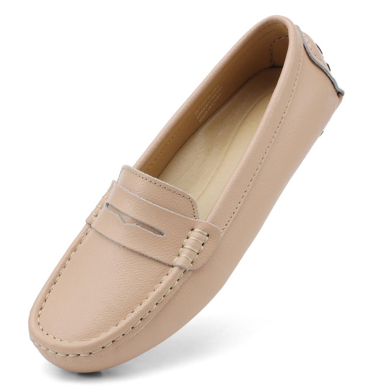 Artisure Women's Classic Handsewn Blush Pink Genuine Leather Penny Loafers Driving Moccasins Casual Boat Shoes Slip On Fashion Office Comfort Flats 6 M US SKS-1221SHF060 - Image 1