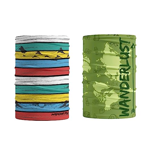 WANDERLOOMS Wanderlust & Mantra Unisex Bandana Mask to Cover Face & Head | Printed Bandanas for Men Hair |Multifunctional for Mens Bike Daily Commute | Scarf for Men & Women Free Size - Image 1
