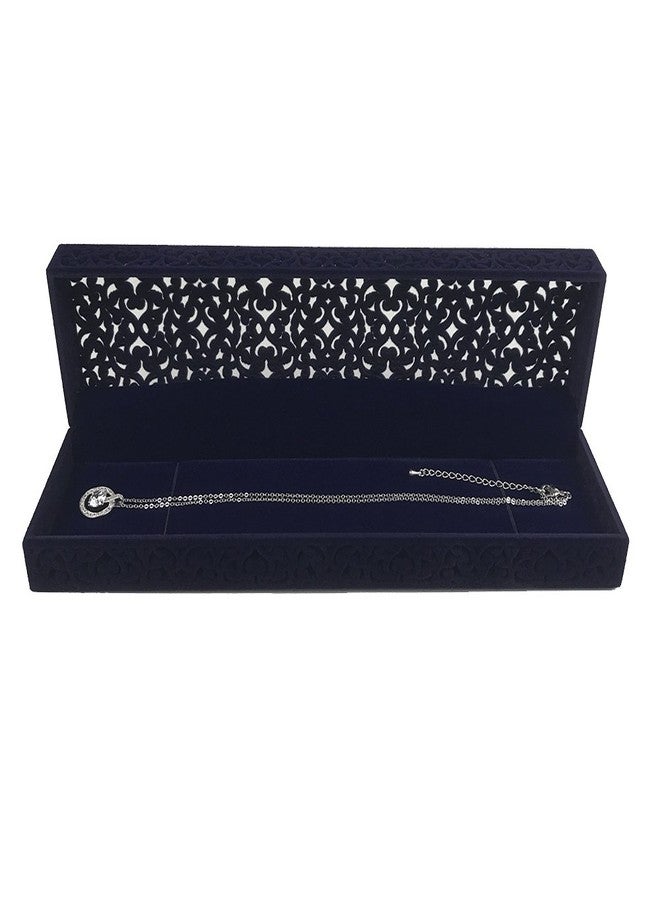 DesignSter Hollow Sapphire Blue Velvet Necklace Box - Long Chain Necklace Storage Case Jewelry Packaging Gift Box - Image 1