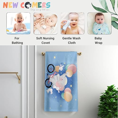 NEW COMERS® 100% Cotton Muslin 4 Layered Baby Bath Towel for New Born, Quick Absorbent, Wash Cloth Premium Soft Towels for Kids-Toddlers-Infants-Babies- 65X110 cm- TWL_04 - Image 5