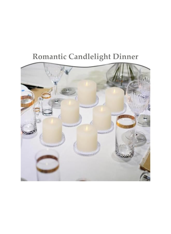 The Bros Set of 6 Clear Glass Pillar Candle Holder Plates,10cm Round Glass Candle Plate, Gear Serrated Candle Tray Plates for Table Centerpieces,Party, Wedding and Home Decor - Image 3