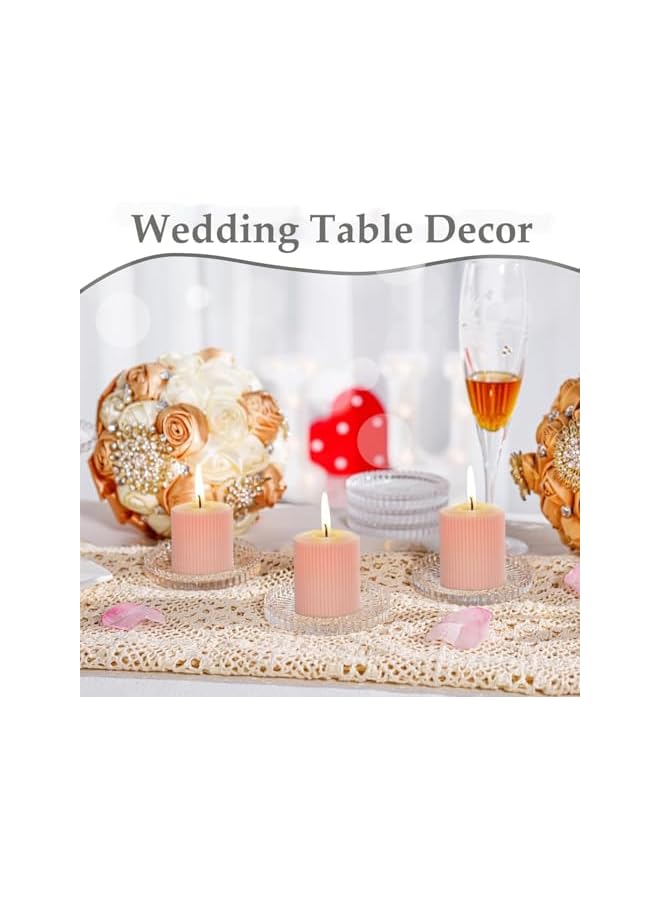 The Bros Set of 6 Clear Glass Pillar Candle Holder Plates,10cm Round Glass Candle Plate, Gear Serrated Candle Tray Plates for Table Centerpieces,Party, Wedding and Home Decor - Image 2