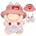 CHICHO 17cm Doll Clothes for Labubu Kawaii Chic Style Set for 17cm Dolls Cute Doll Outfit with Accessories Pink and White Check Romper Heart Shaped Pink Hat Clothes Only - Image 3