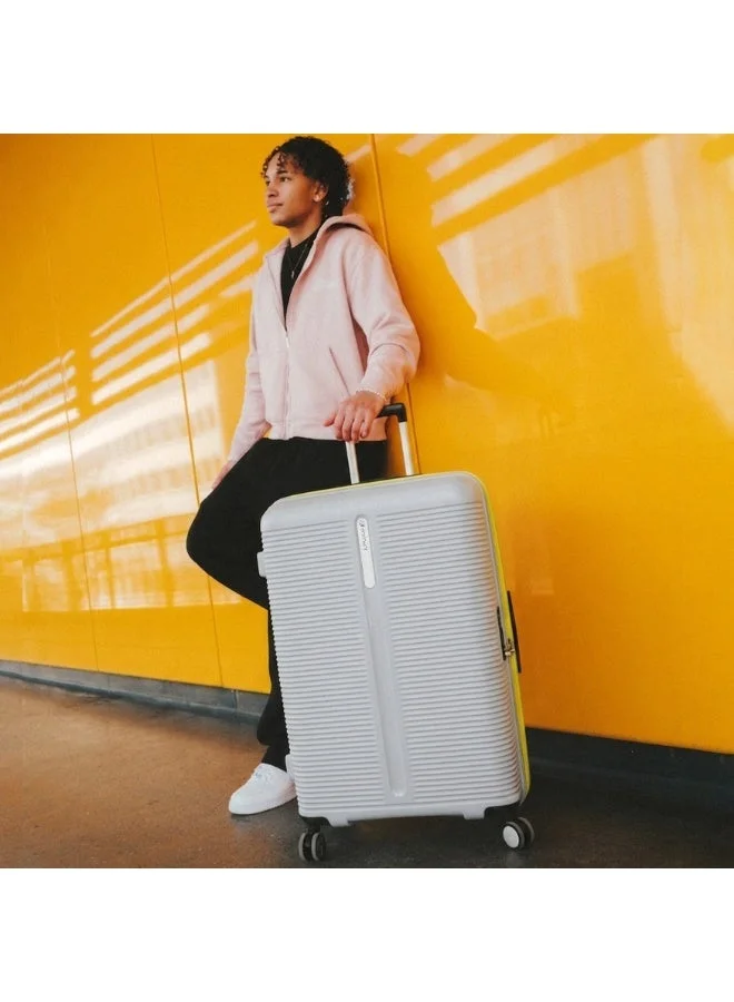 إيمينينت Hard Case Checked Bag 28 inch Travel Bag Unisex PP Luggage Trolley Lightweight Expandable 4 Double Spinner Wheel Travel Suitcase with TSA Lock and Safe Zippers, B0013, Glacier Gray