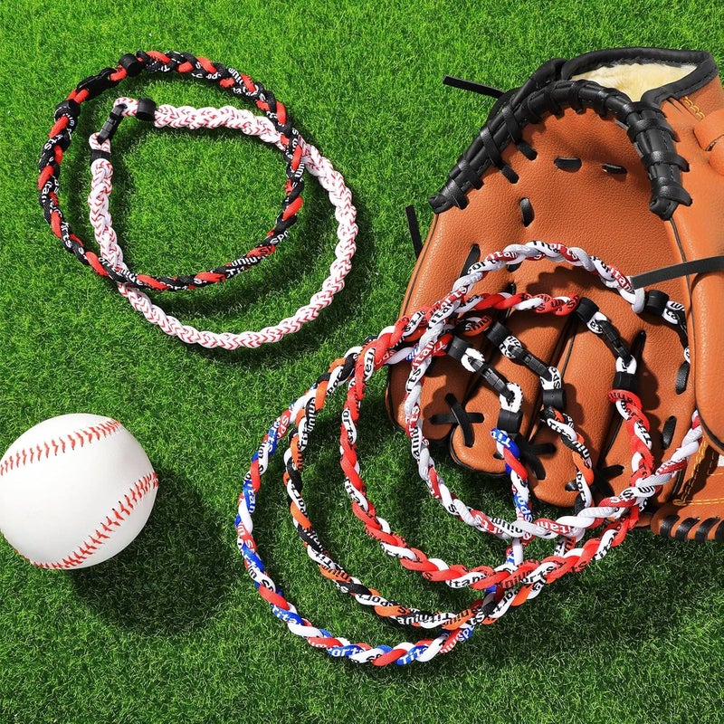 Nosiny 6 Pcs Baseball Rope Necklaces 3 Braided Rope Softball Tornado Titanium Sports Necklace for Team Gifts Men Women Sport Fans Player Assorted Colors - Image 5
