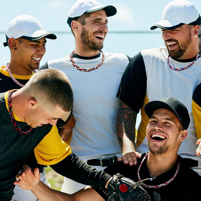 Nosiny 6 Pcs Baseball Rope Necklaces 3 Braided Rope Softball Tornado Titanium Sports Necklace for Team Gifts Men Women Sport Fans Player Assorted Colors - Image 2