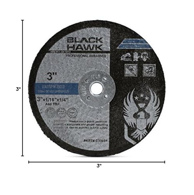 BHA Metal and Stainless Steel Cut Off Wheels for Die Grinders, 3” x 1/16” x 1/4” - 25 Pack - Image 5
