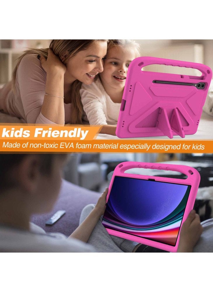 EVA Tablet Case for Samsung Galaxy Tab S7+/S8+/S9+,Kids Friendly Hand Grip Kickstand Cover - Rose - Image 4