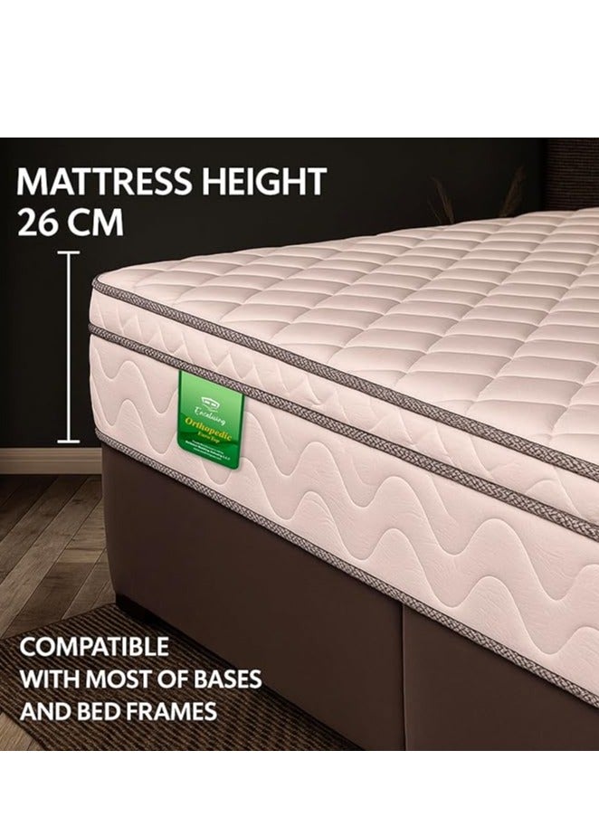 EASELIVING Orthopedic Euro Top Mattress – 150x200x26 cm | Medium Firm Innerspring with Spine & Pressure Relief | Plush Euro Top Comfort, Supportive Foam & Breathable Fabric for Restful Sleep - Image 2
