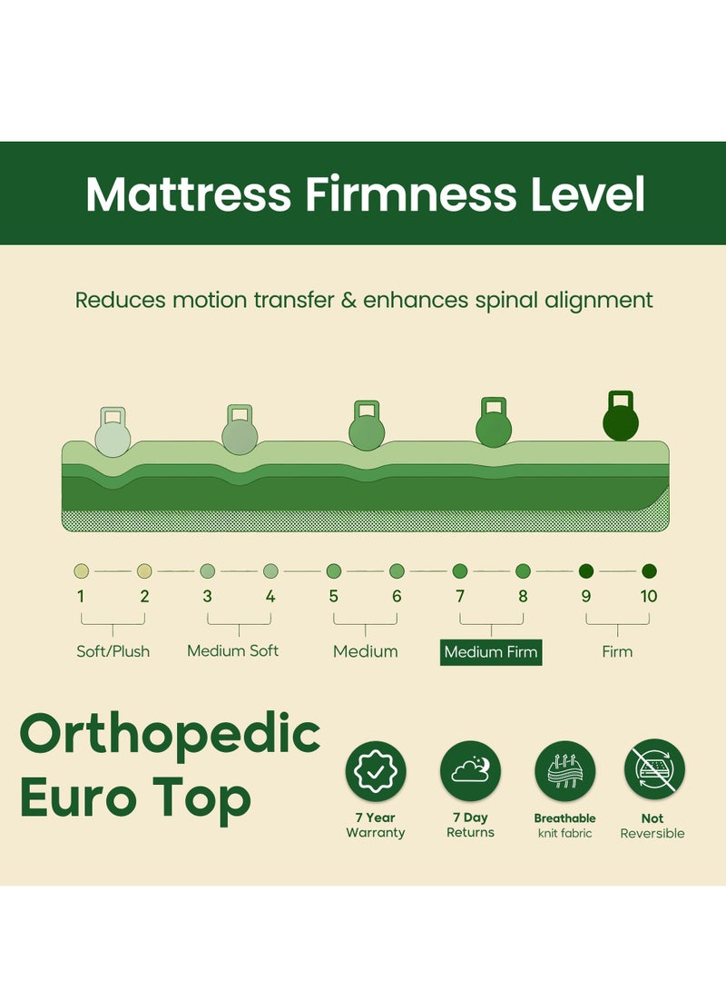 EASELIVING Orthopedic Euro Top Mattress – 150x200x26 cm | Medium Firm Innerspring with Spine & Pressure Relief | Plush Euro Top Comfort, Supportive Foam & Breathable Fabric for Restful Sleep - Image 4