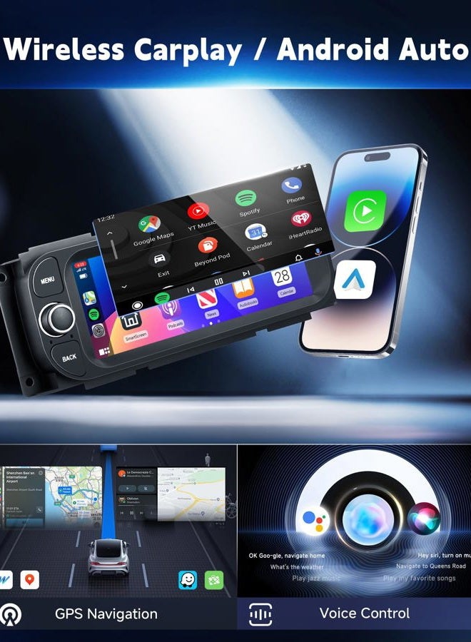 METEESER 4Core+64G Radio for Dodge Ram 1500/2500/3500 2002-2006,for Jeep Grand Cherokee 1999-2004,for Jeep Wrangler 2003-2006-Android Wireless CarPlay Android Auto 5G WiFi 6.86” IPS Touch Screen Car Radio - Image 3