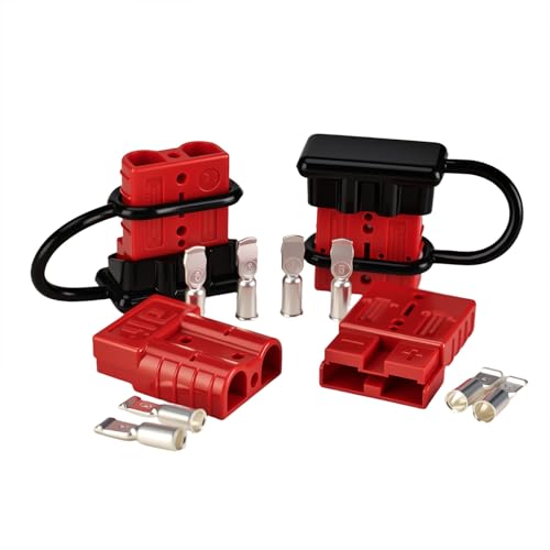 LANGIR 4 Pack 50AMP Battery Quick Connect Disconnect Kit 6 Gauge Wire Harness Plug Set for Winch RV Truck Car ATV Motor Heavy Duty Power Connector with Cables Red - Image 1