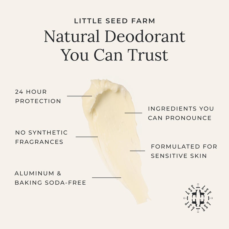 Little Seed Farm All Natural Deodorant Cream - Unscented - Aluminum Free Deodorant for Women or Men, Net Wt. 2.4oz | 68g - Image 2
