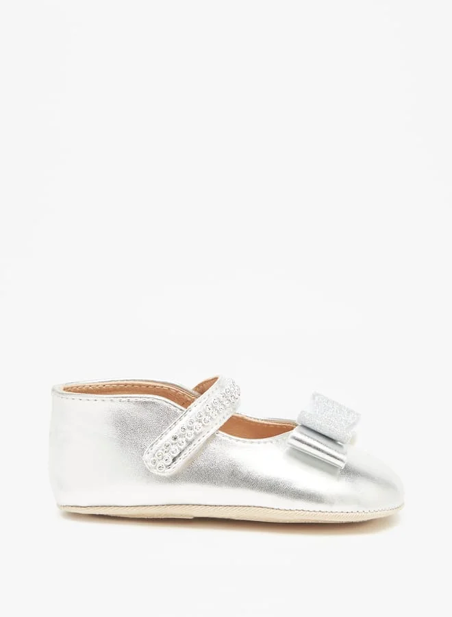 Barefeet Bow Accent Booties with Hook and Loop Closure
