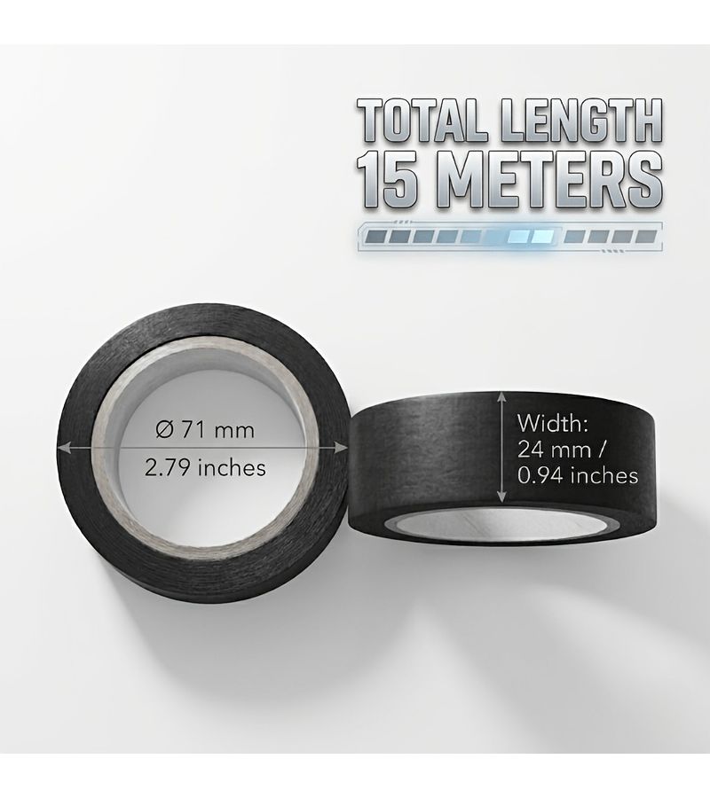 Black Electrical Tape 1 Inch Wide Professional Grade Flame Retardant PVC Insulation Tape 600V Strong Adhesive for Automotive Industrial Home Repair Heavy Duty Weatherproof High Stretch Fireproof Seal 24 Mm X 15 M 1 PC - Image 2