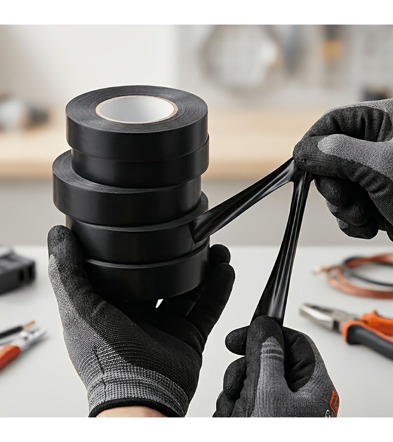 Black Electrical Tape 1 Inch Wide Professional Grade Flame Retardant PVC Insulation Tape 600V Strong Adhesive for Automotive Industrial Home Repair Heavy Duty Weatherproof High Stretch Fireproof Seal 24 Mm X 15 M 1 PC - Image 1