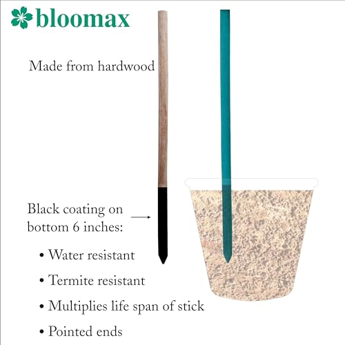BLOOMAX® Hardwood Plant Support Sticks, Lengths-3 ft/10mm, Pack of-60 pcs- with Free Twist Ties - Image 5