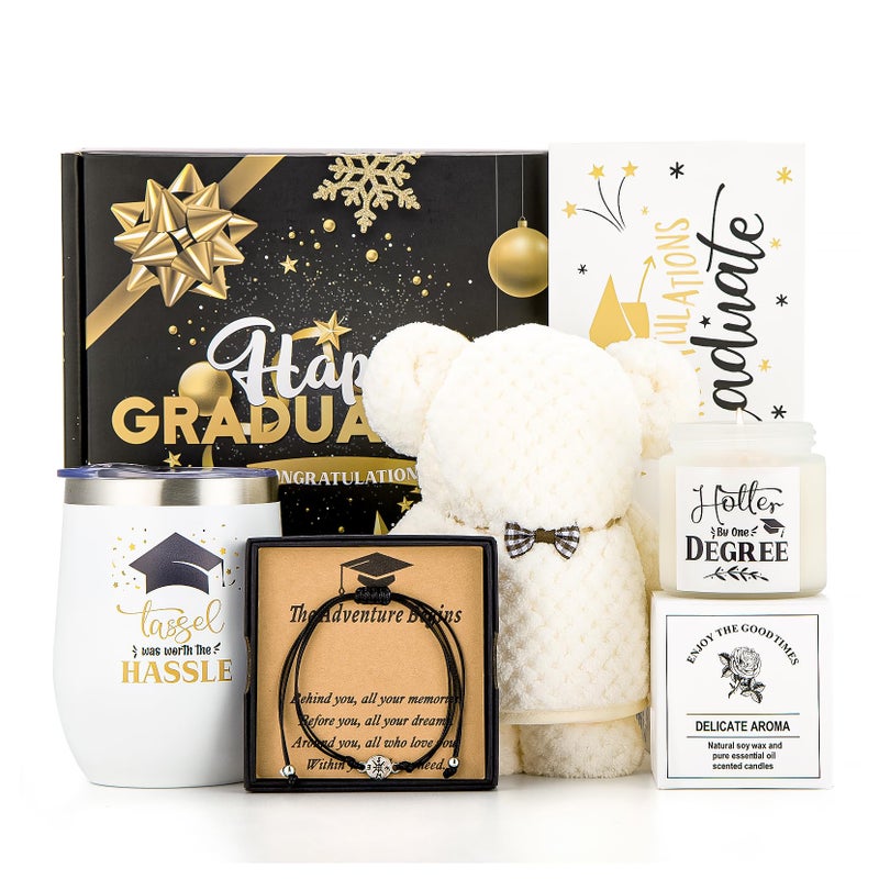 Ysxuan Graduation Gifts for Her Him 2025 College Graduation Gift for Women Daughter Sister Friend Congratulations Gifts for Graduate Personalized Graduation Gifts with Tumbler Beartowel
