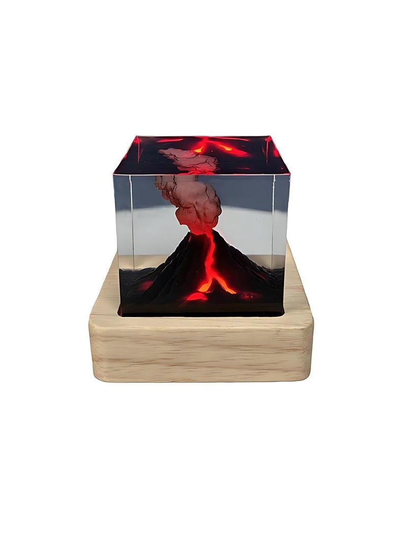 Excefore Volcano Lava Night Lights, Handmade Volcano Eruption Ornament, 3D Mini Lava Lamp Epoxy Resin Night Light, Room Decoration for Home Living Room Bedroom Desk, Creative Gifts for Kids - Image 1