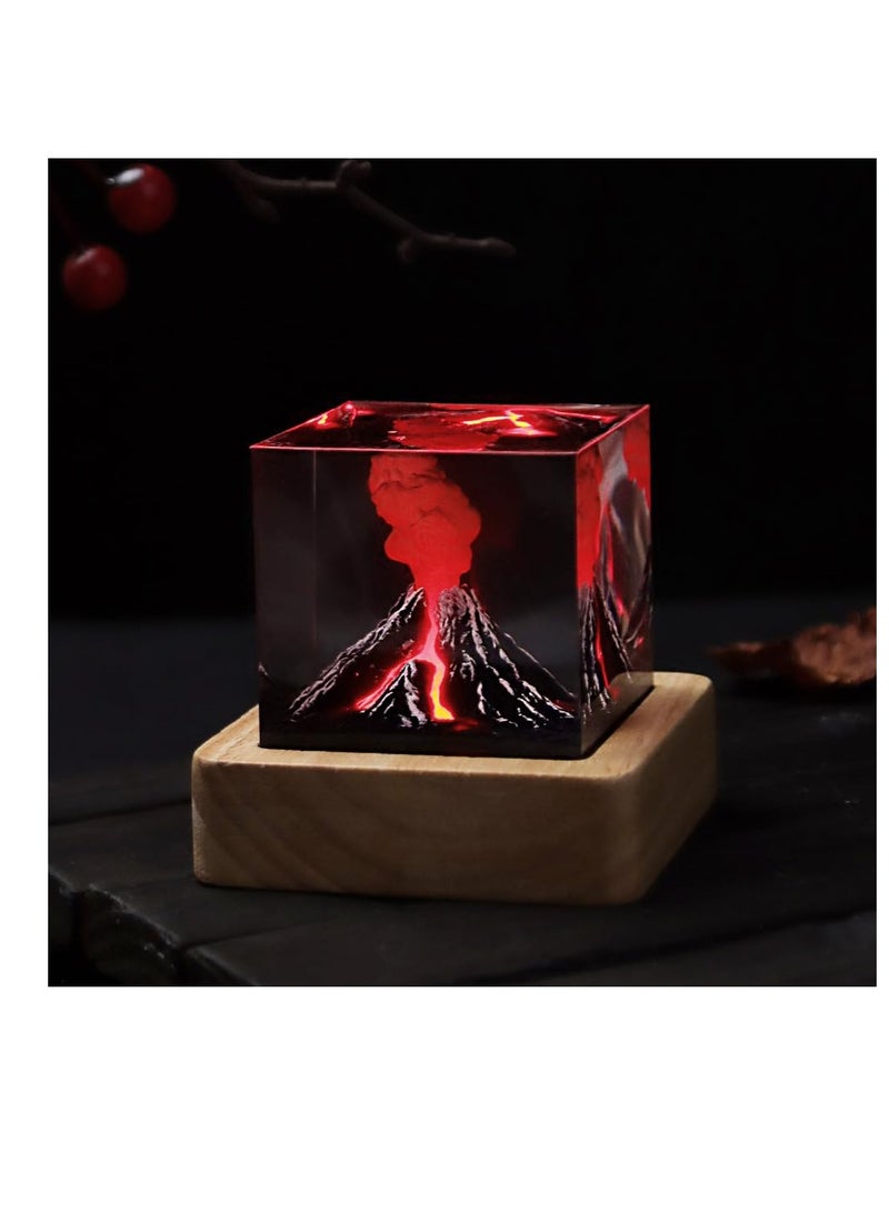Excefore Volcano Lava Night Lights, Handmade Volcano Eruption Ornament, 3D Mini Lava Lamp Epoxy Resin Night Light, Room Decoration for Home Living Room Bedroom Desk, Creative Gifts for Kids - Image 2