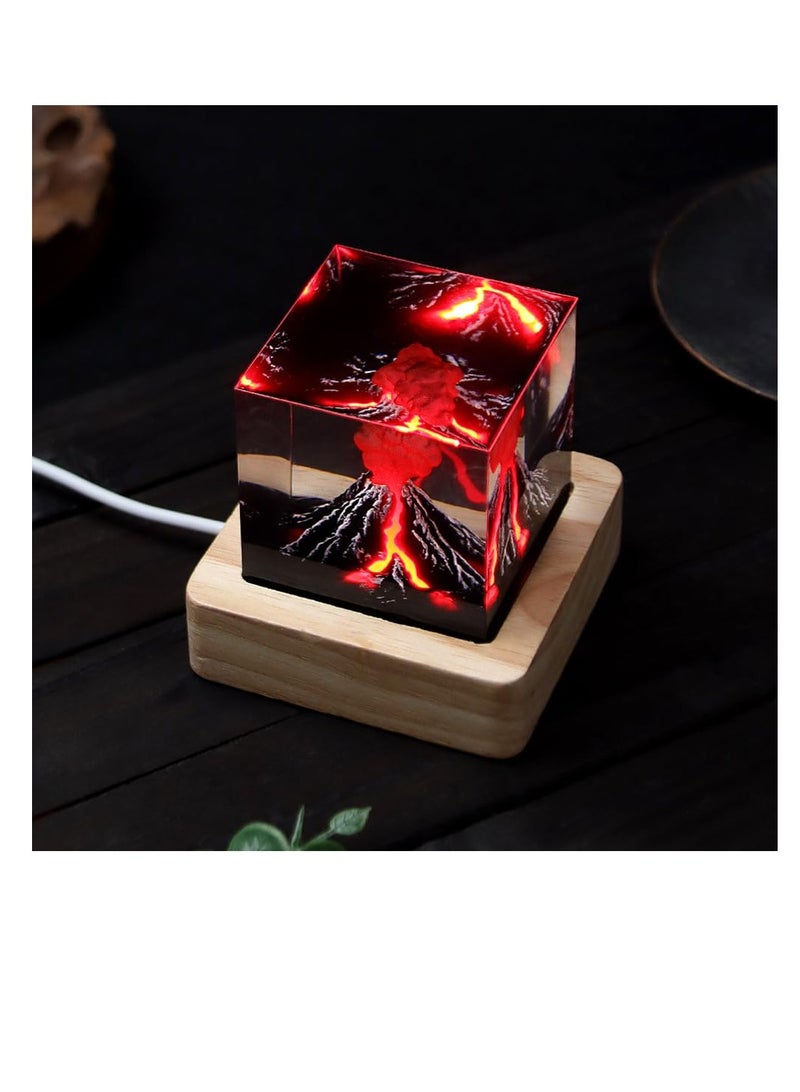 Excefore Volcano Lava Night Lights, Handmade Volcano Eruption Ornament, 3D Mini Lava Lamp Epoxy Resin Night Light, Room Decoration for Home Living Room Bedroom Desk, Creative Gifts for Kids - Image 3