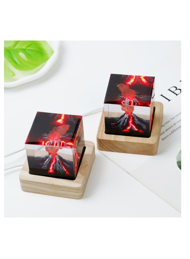 Excefore Volcano Lava Night Lights, Handmade Volcano Eruption Ornament, 3D Mini Lava Lamp Epoxy Resin Night Light, Room Decoration for Home Living Room Bedroom Desk, Creative Gifts for Kids - Image 4