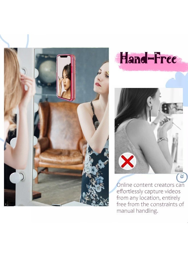 Universal Silicone Suction Phone Mount, Hands-Free Adhesive Phone Holder for Mirror, Shower, Selfies and Videos, Reusable Stick-On Phone Case Accessory - Image 4