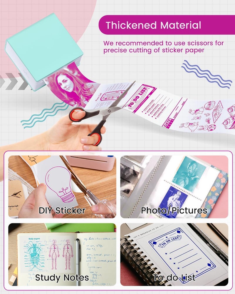 Memoking Sticker Paper - Transparent Thermal Sticker Compatible with Phomemo M02 Paper for M02 M02E M02X Q02 Y02C M02L M02D M04S Mini Printer, 50mmx3.5m/Roll, 3 Rolls, Clear Background Colored Text - Image 5