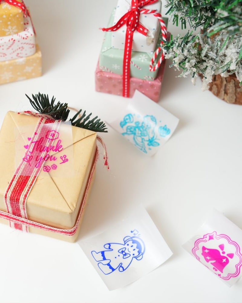 Memoking Sticker Paper - Transparent Thermal Sticker Compatible with Phomemo M02 Paper for M02 M02E M02X Q02 Y02C M02L M02D M04S Mini Printer, 50mmx3.5m/Roll, 3 Rolls, Clear Background Colored Text - Image 4