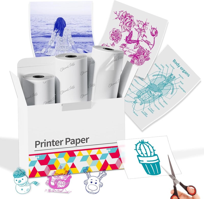 Memoking Sticker Paper - Transparent Thermal Sticker Compatible with Phomemo M02 Paper for M02 M02E M02X Q02 Y02C M02L M02D M04S Mini Printer, 50mmx3.5m/Roll, 3 Rolls, Clear Background Colored Text - Image 1